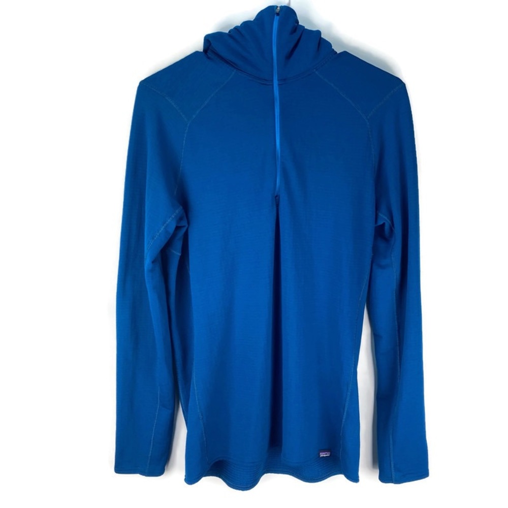 Women's Patagonia Half Zip Up Hooded Blue Medium Shirt Jogging